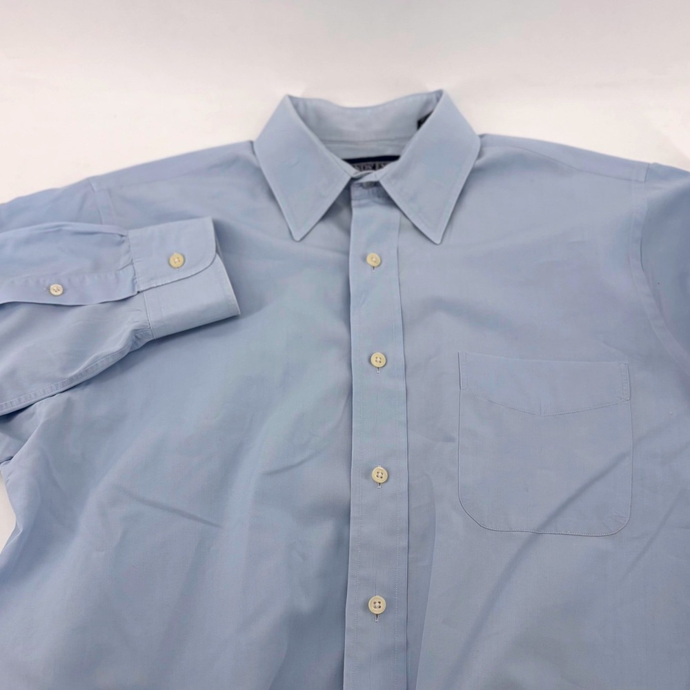 Lands End Mens Light Blue Long Sleeve Button Down Dress Shirt 15.5 34
